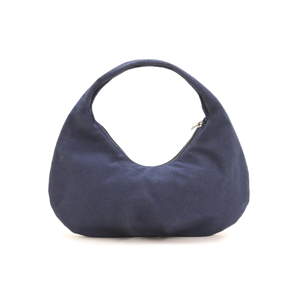 Boho Girl Indigo Blossom Tote Bag – Navy Blue Floral Handbag for Women with Embroidered Flowers, Padded Handle & Ribbon Detail – Chic Shoulder Bag for Travel, Brunch